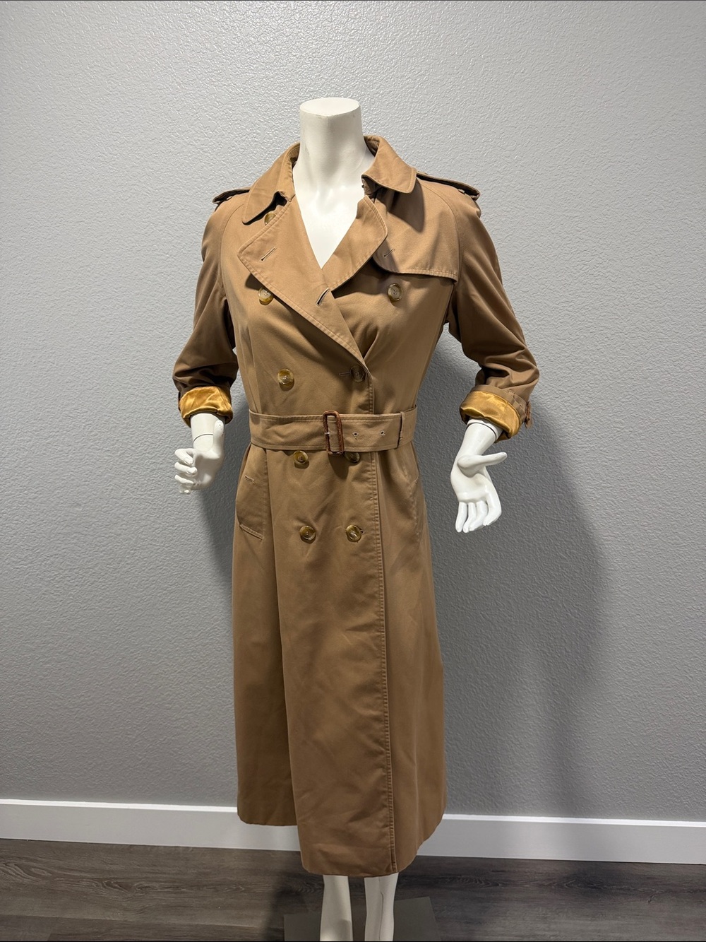 Burberry Tan Double-Breasted Trench Coat with Belt